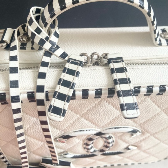 Chanel Vanity Quilted Caviar with Striped Leather - Picture 3 of 11